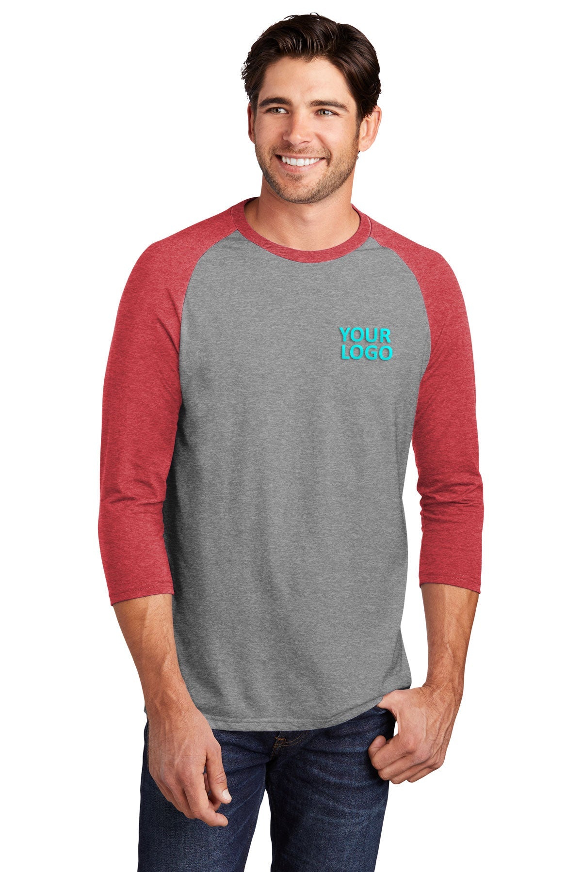 District Made Mens Perfect Tri 3/4-Sleeve Raglan