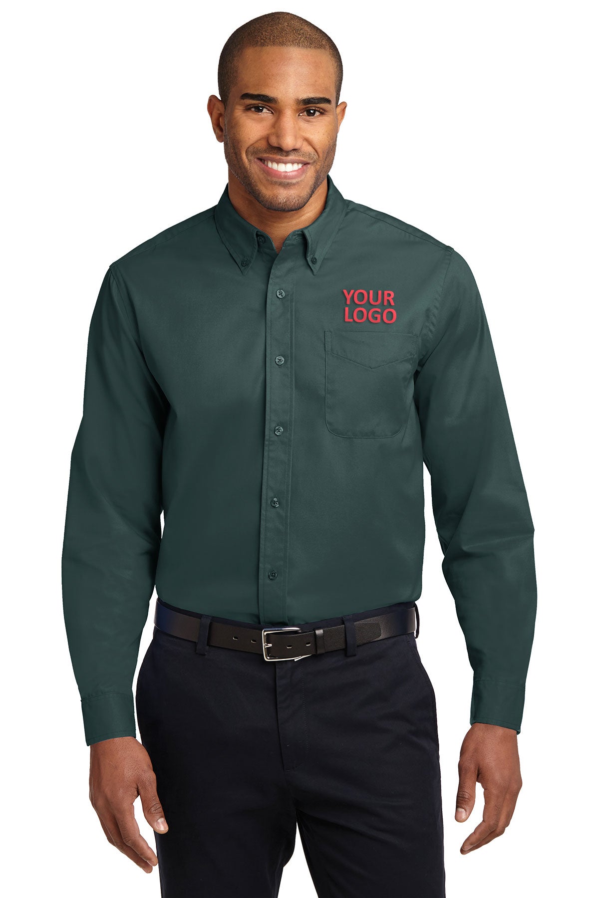 Port Authority Tall Custom Easy Care Shirts, Dark Green/ Navy