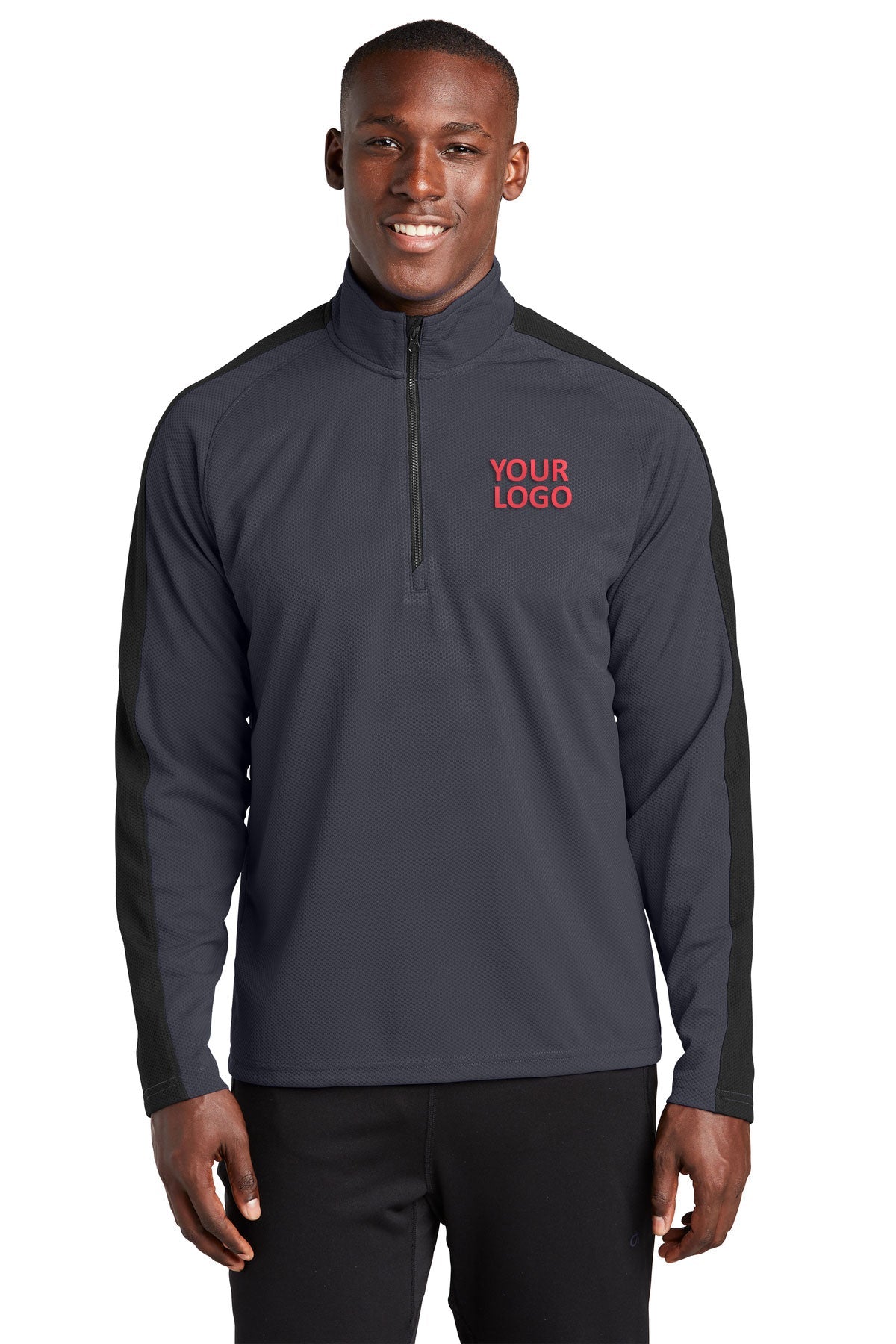 Sport-Tek Iron Grey/ Black ST861 sweatshirts with logo printed