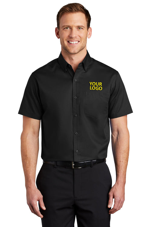 Port Authority Ladies 3/4-Sleeve SuperPro Custom Twill Shirts, Black