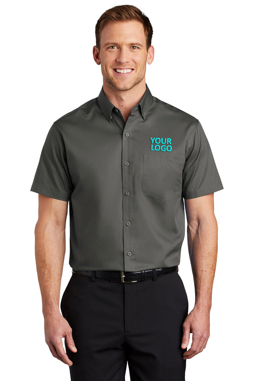 Port Authority Ladies 3/4-Sleeve SuperPro Branded Twill Shirts, Sterling Grey