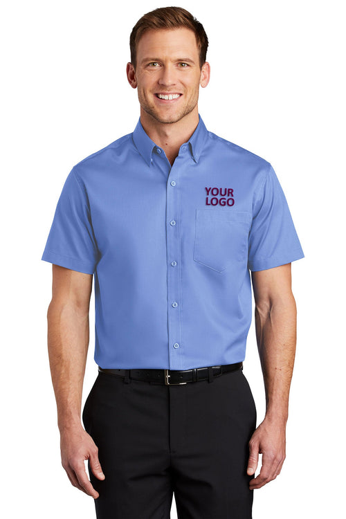 Port Authority Ladies Short Sleeve SuperPro Branded Twill Shirts, Ultramarine Blue