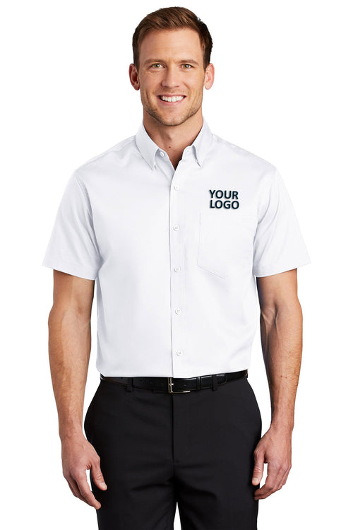 Port Authority Ladies 3/4-Sleeve SuperPro Branded Twill Shirts, White