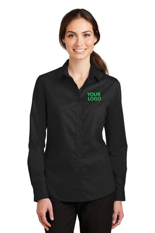 Port Authority Tall SuperPro Custom Twill Shirts, Black