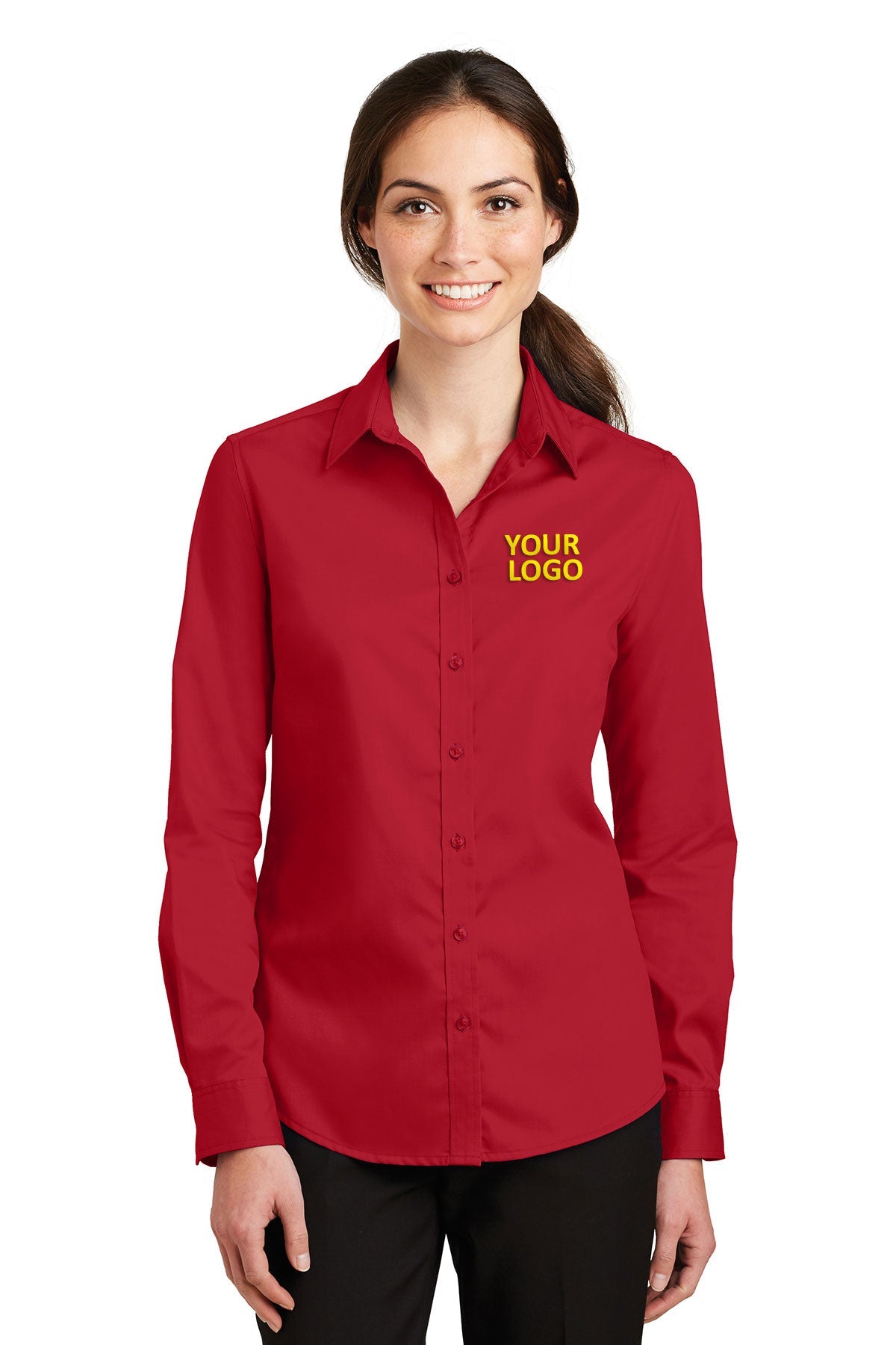 Port Authority Ladies SuperPro Custom Twill Shirts, Rich Red