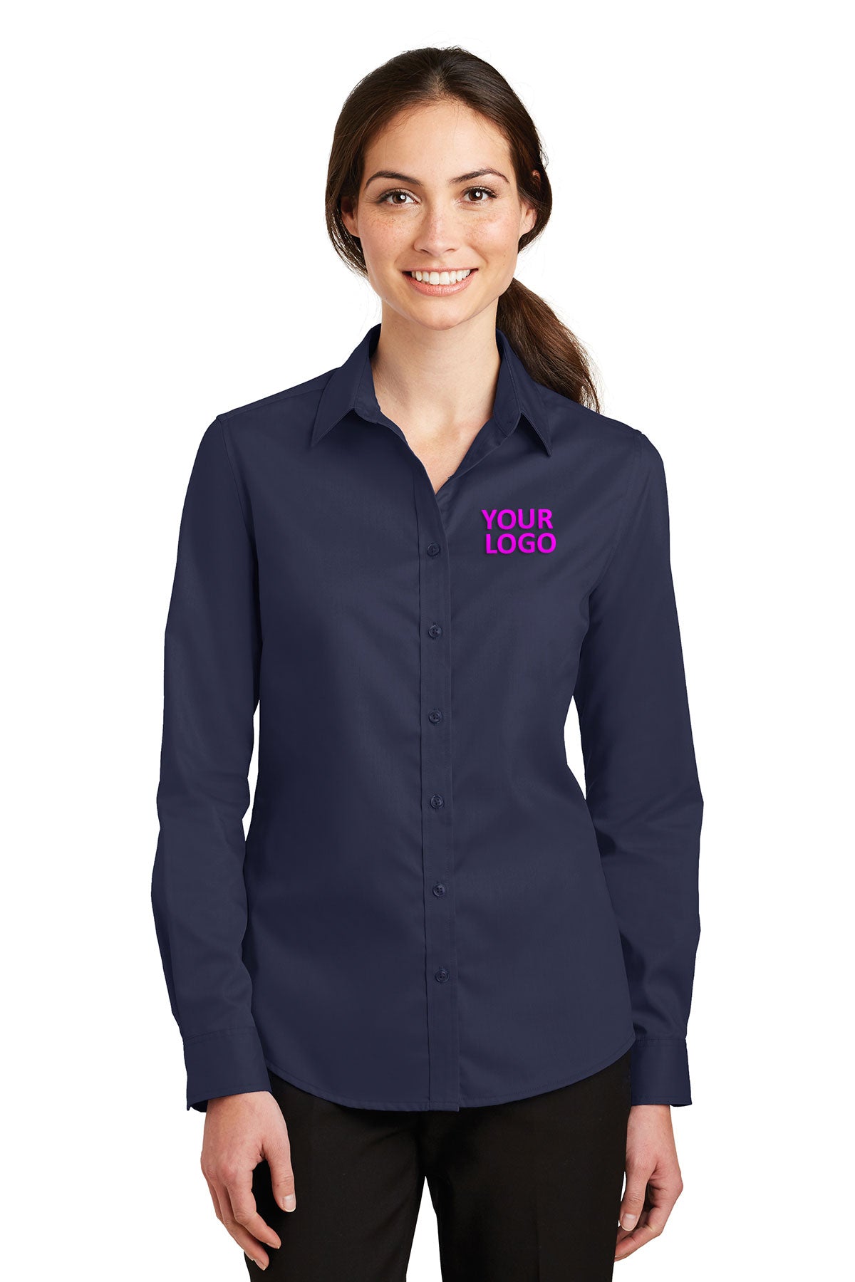 Port Authority True Navy L663 custom work shirts