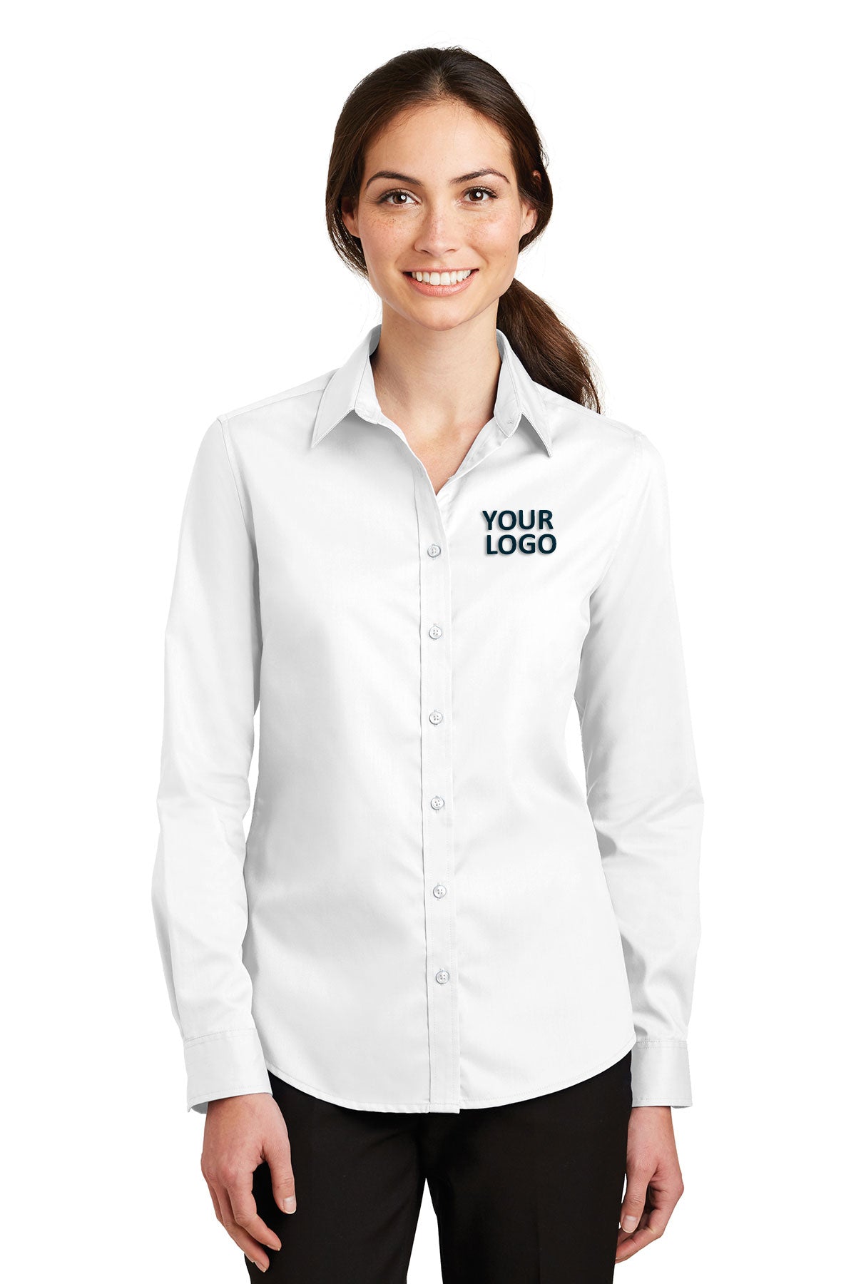 Port Authority Ladies SuperPro Custom Twill Shirts, White