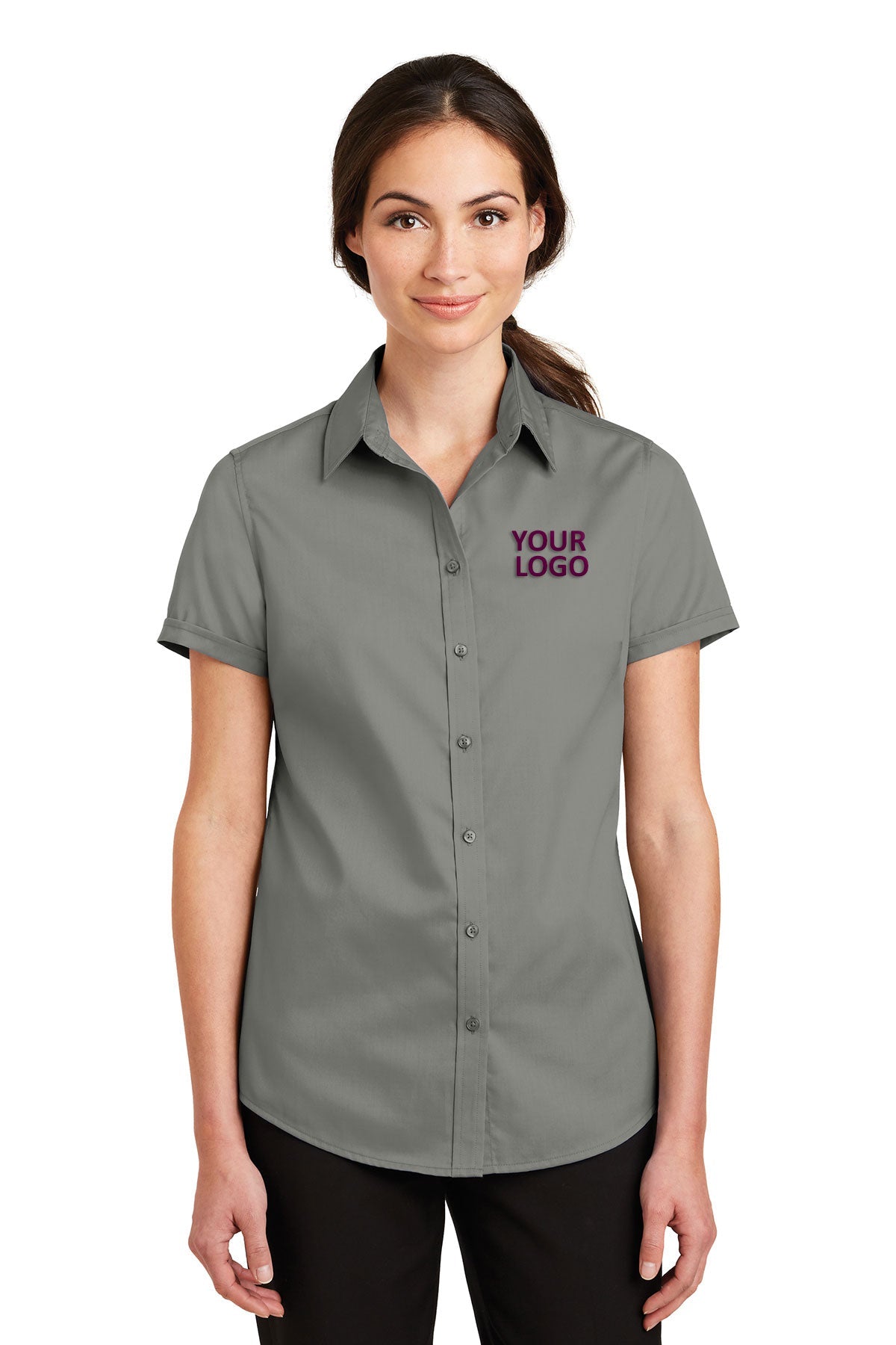 Port Authority Monument Grey L664 custom logo shirts