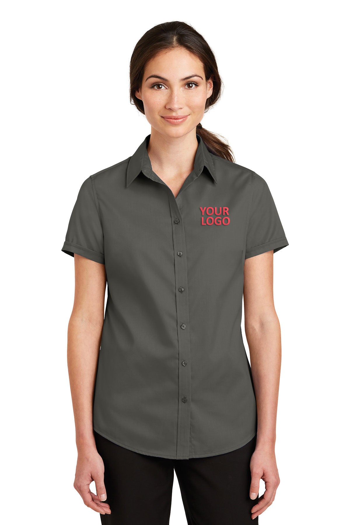 Port Authority Sterling Grey L664 custom logo shirts