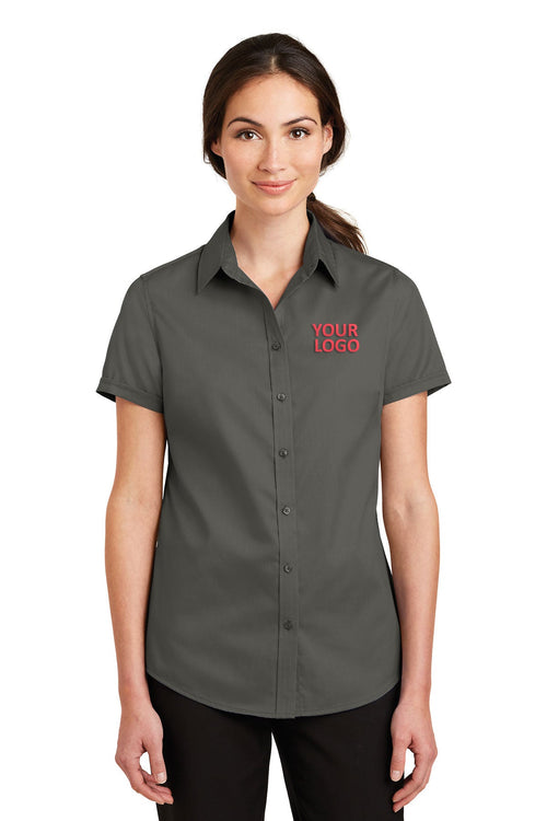 Port Authority Short Sleeve SuperPro Custom Twill Shirts, Sterling Grey