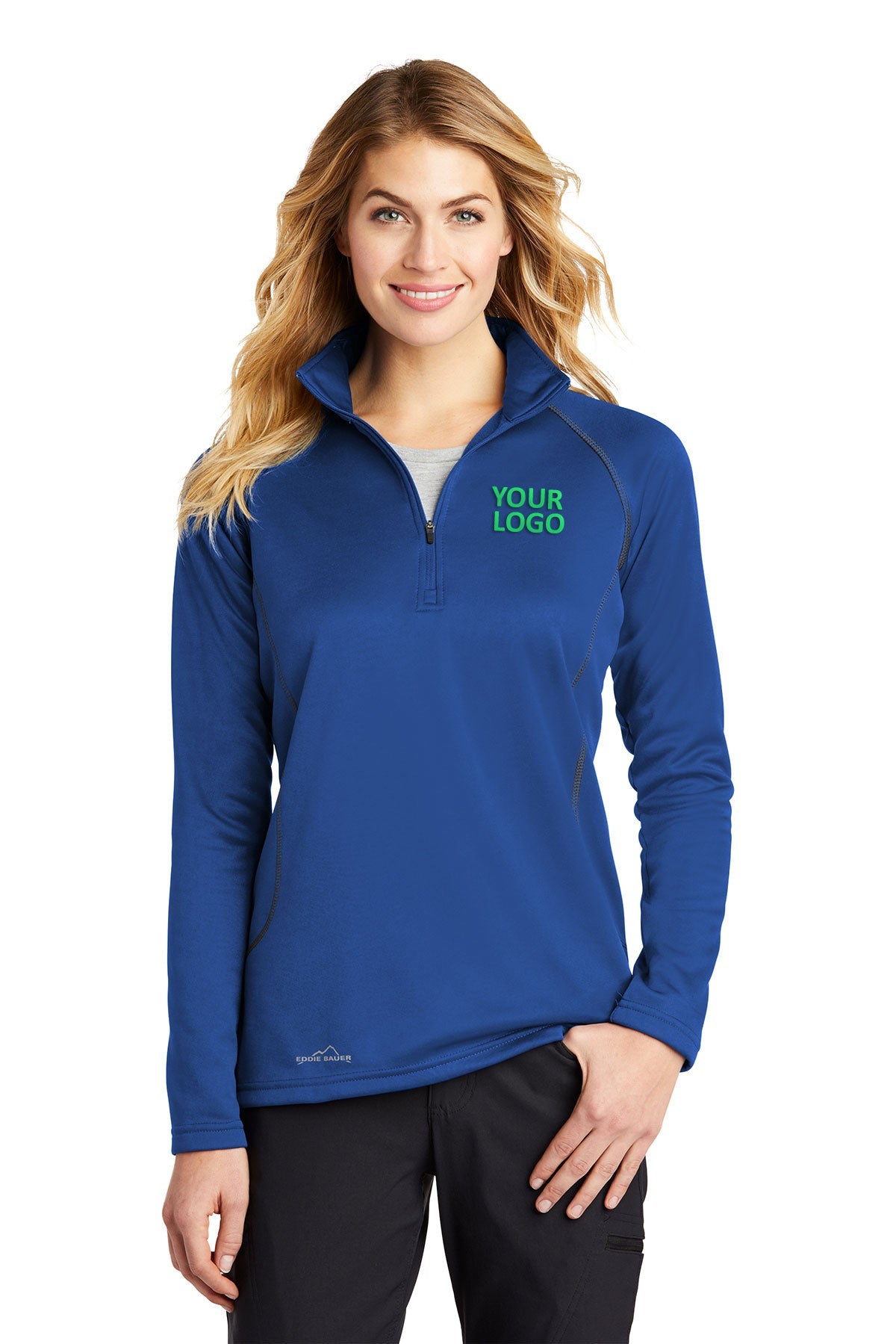 Eddie Bauer Ladies Custom Half-Zip Layer Fleece Jackets, Cobalt Blue