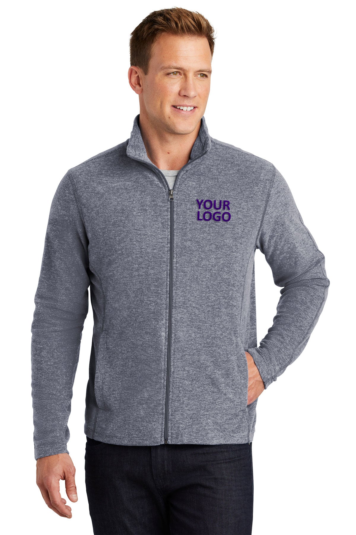 port authority true navy heather f235 embroidered jackets for business