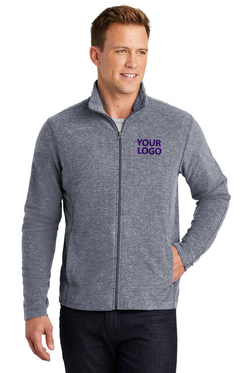 Port Authority Ladies Heather Microfleece Branded Full-Zip Jackets, True Navy Heather