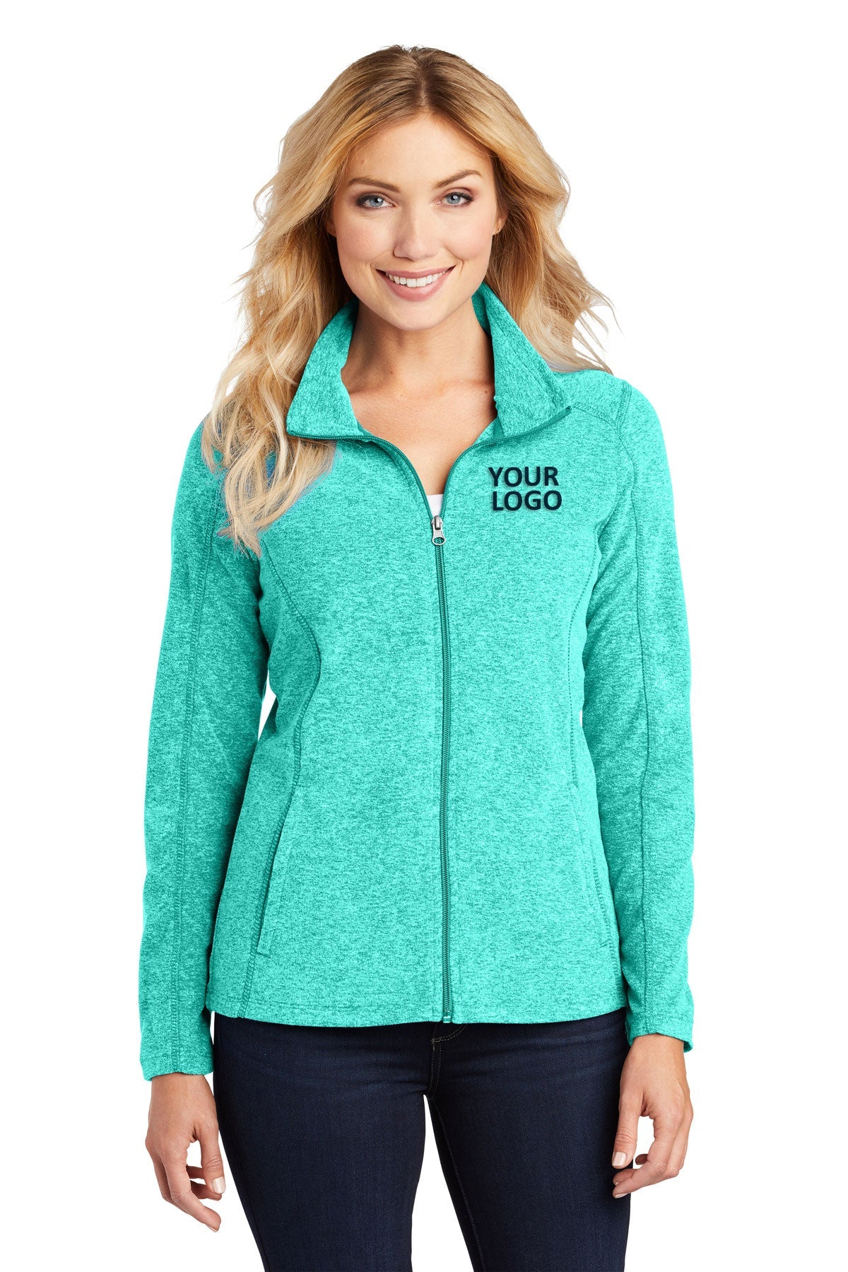 port authority aqua green heather l235 custom logo jackets