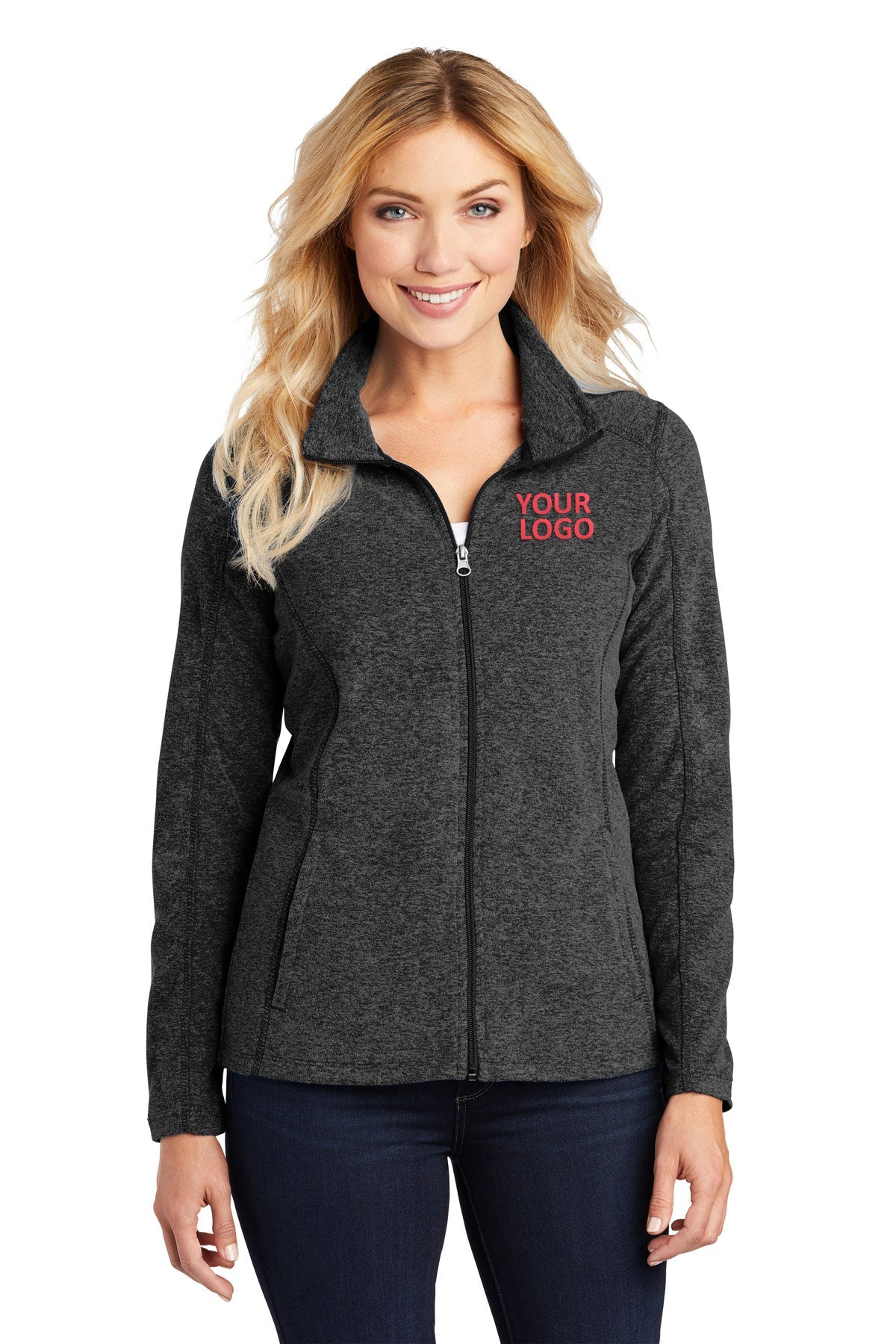 port authority black charcoal heather l235 custom jackets with logo