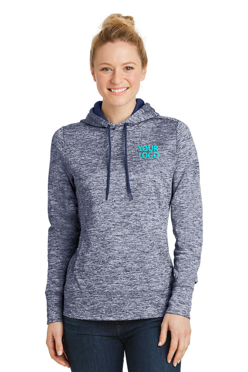 Sport-Tek PosiCharge Electric Heather Customized Fleece Hooded Pullovers, True Navy Electric