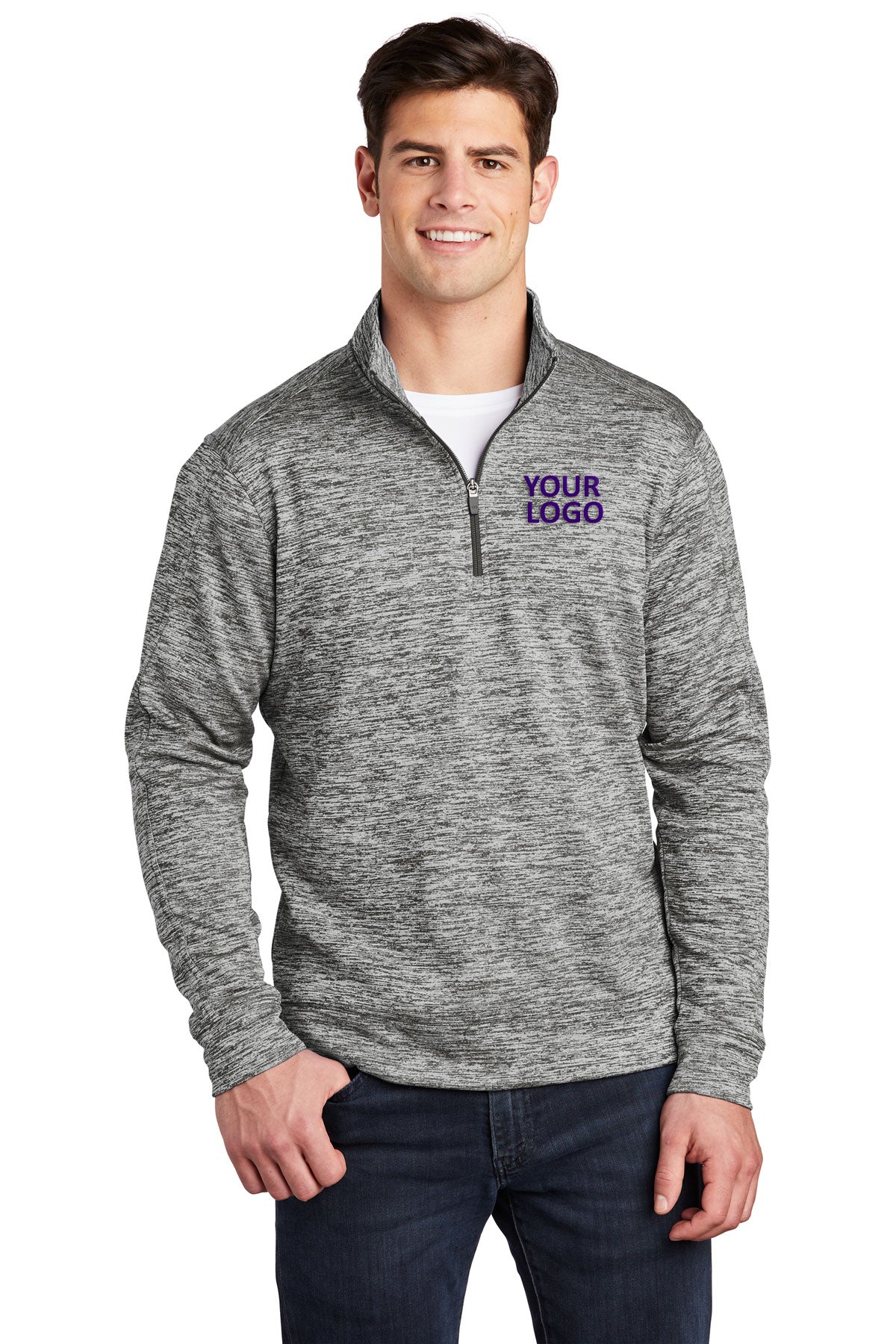Sport-Tek Black Electric ST226 sweatshirts with company logo