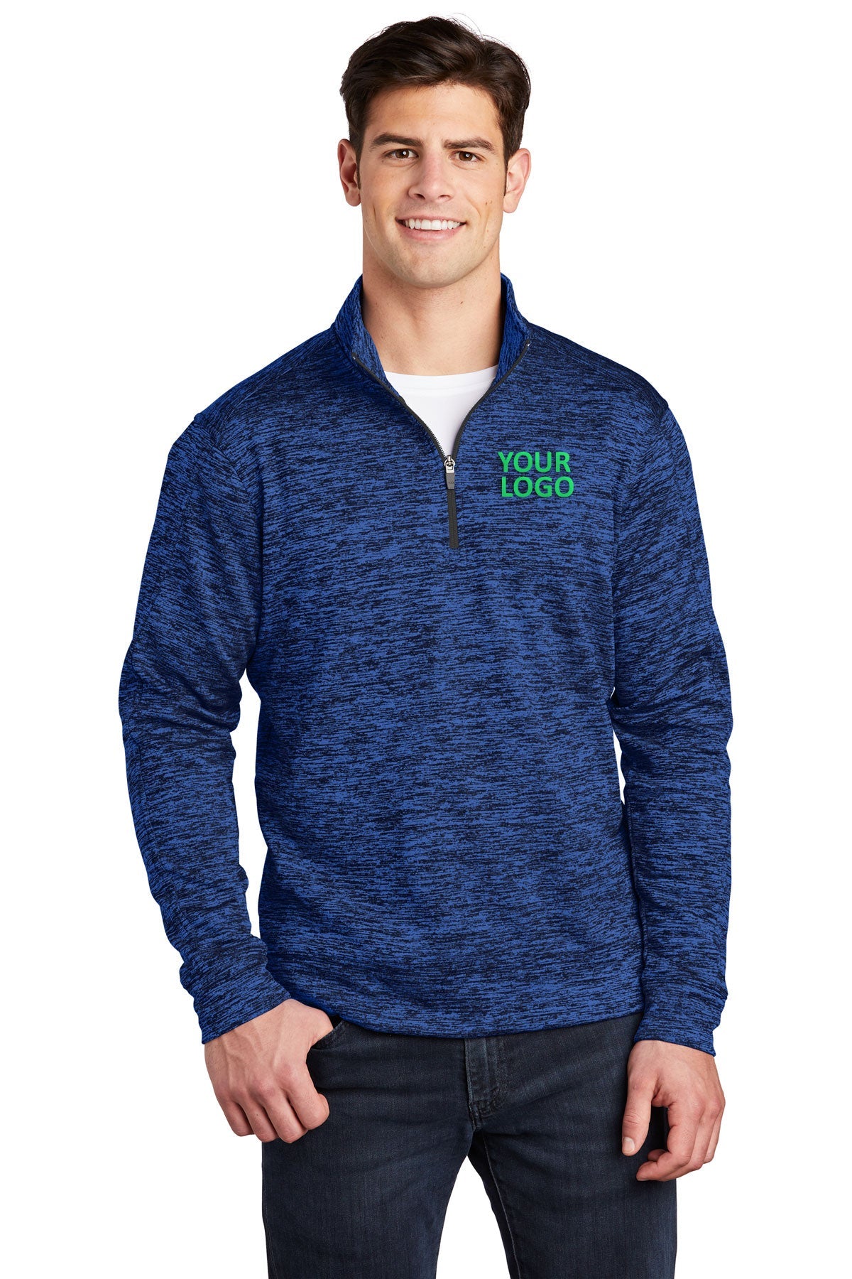 Sport-Tek Dark Royal- Black Electric ST226 sweatshirts with company logo