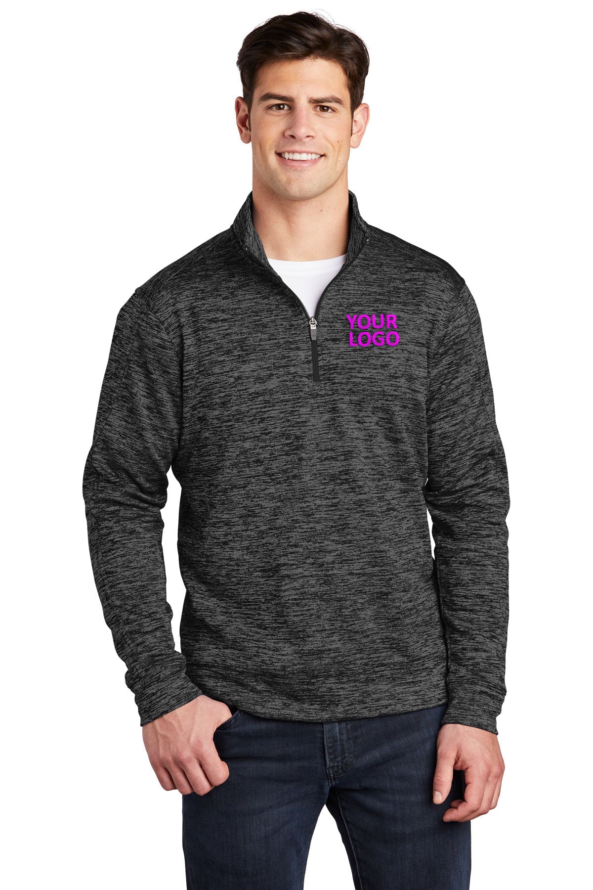 Sport-Tek Grey- Black Electric ST226 sweatshirts with company logo