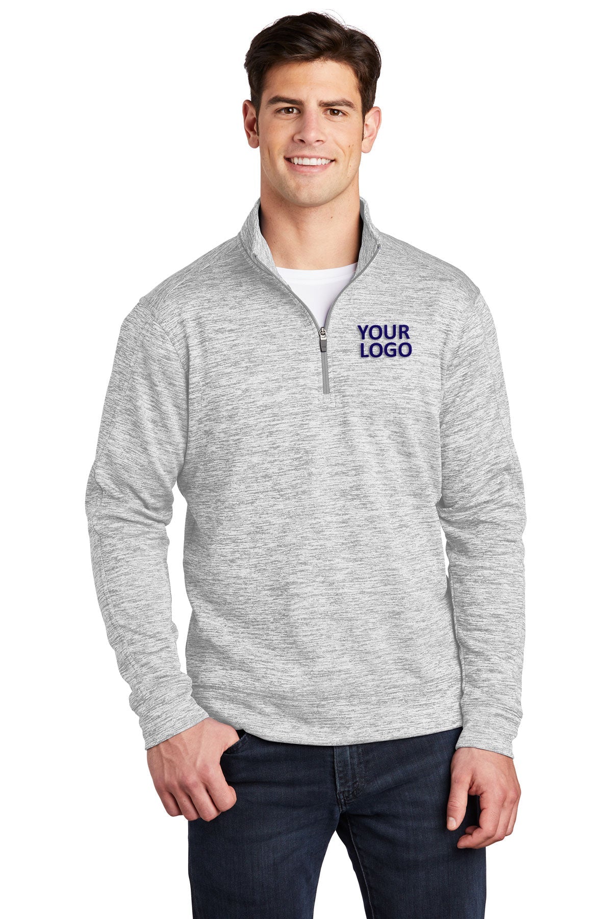 Sport-Tek Silver Electric ST226 sweatshirts with company logo