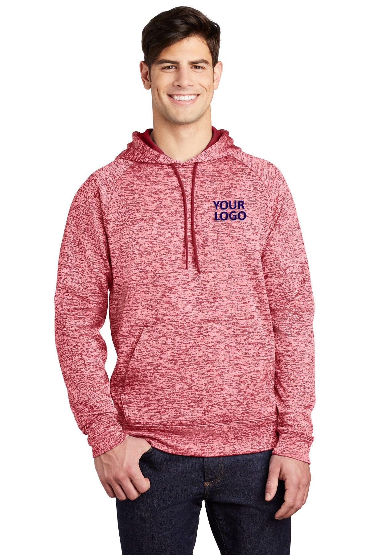 Sport-Tek Deep Red Electric ST225 sweatshirts with company logo
