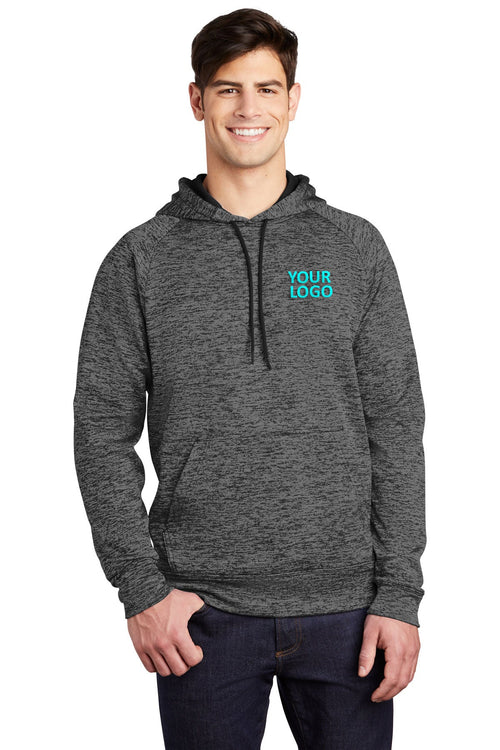 Sport-Tek PosiCharge Electric Heather Fleece Customized 1/4-Zip Pullovers, Grey- Black Electric
