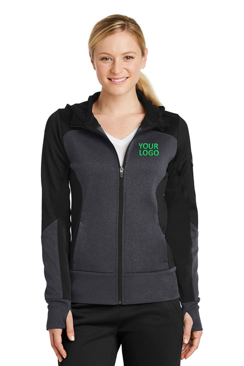 Sport-Tek Tech Fleece Colorblock Custom Full-Zip Hooded Jackets, Black/ Graphite Heather/ Black