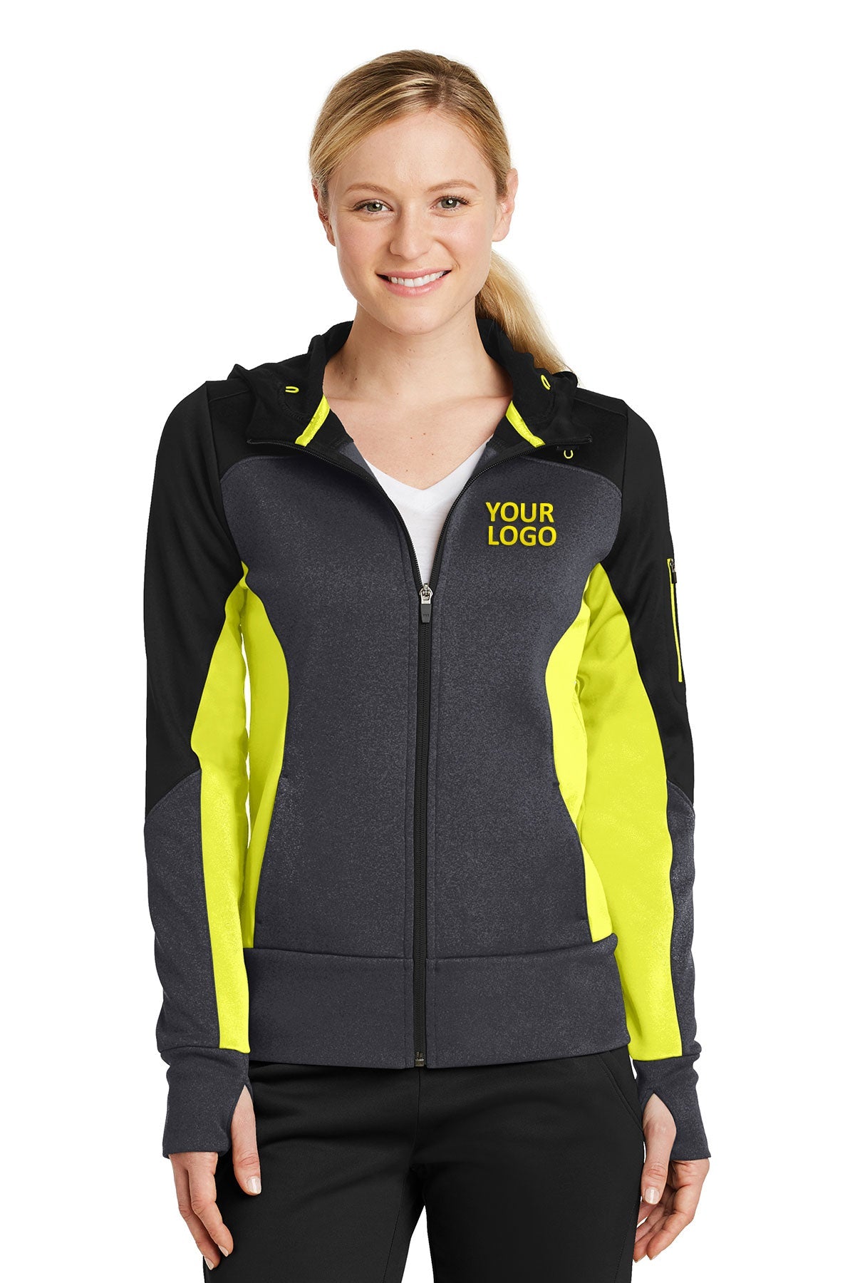 Sport-Tek Black/ Graphite Heather/ Citron LST245 custom sweatshirts for business