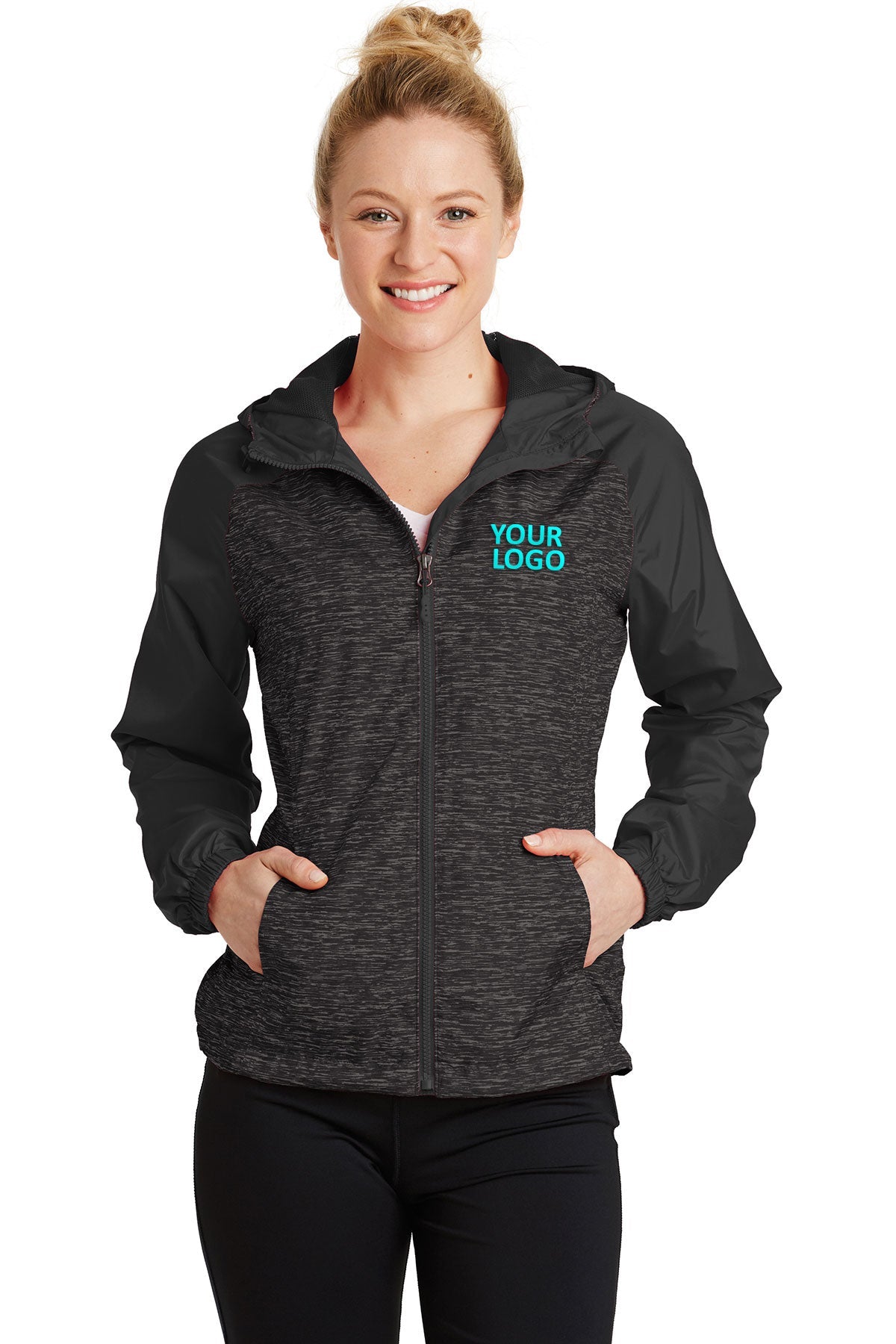 Sport-Tek Black Heather/ Black LST40 company logo jackets