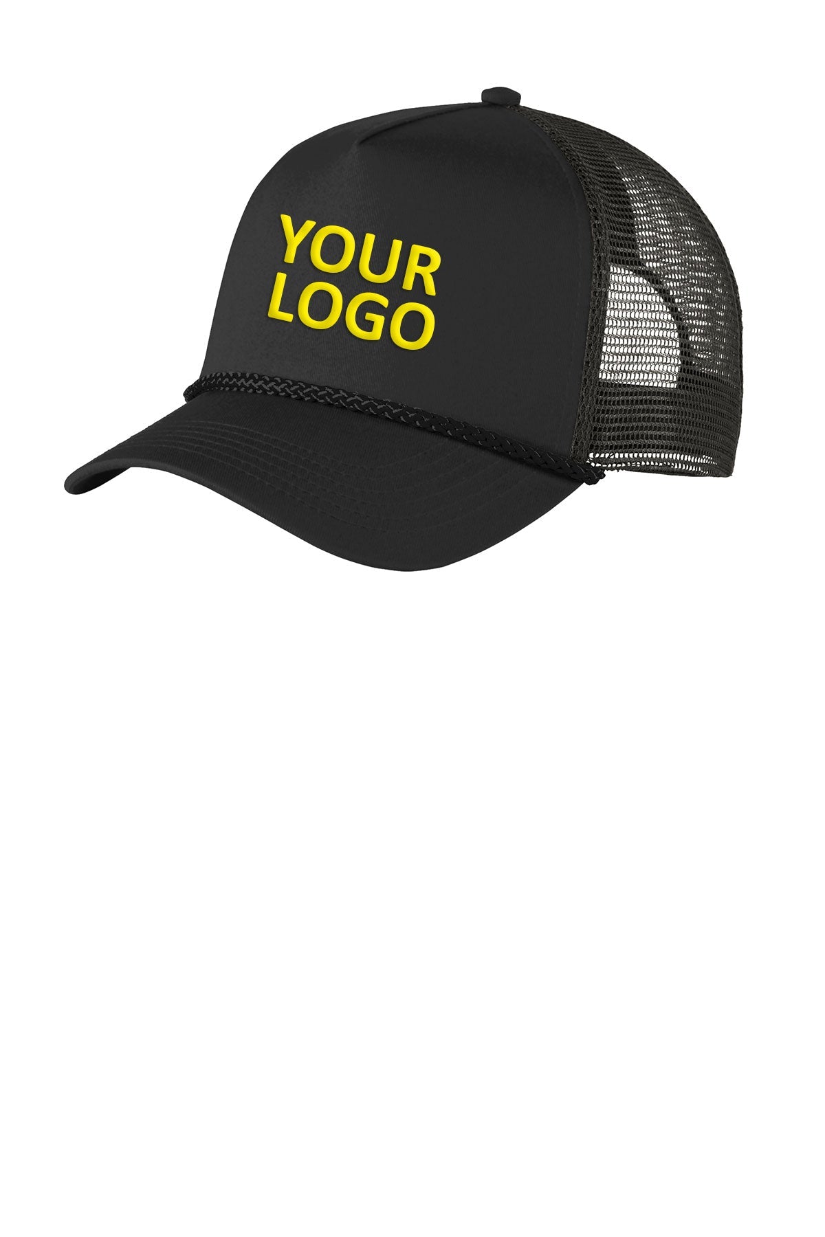 Port Authority 5-Panel Customized Snapback Caps, Black