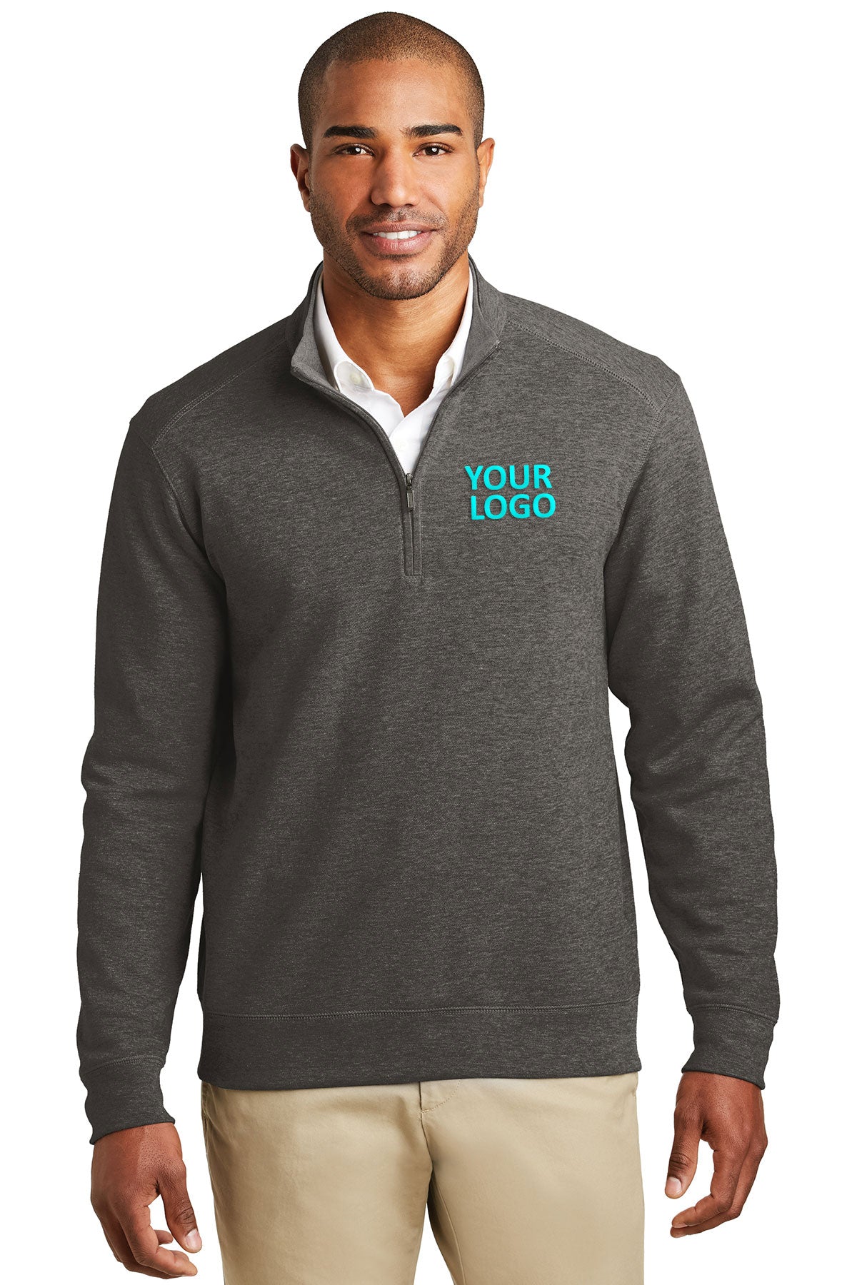 port authority charcoal heather/ medium heather grey k807 custom logo sweatshirts