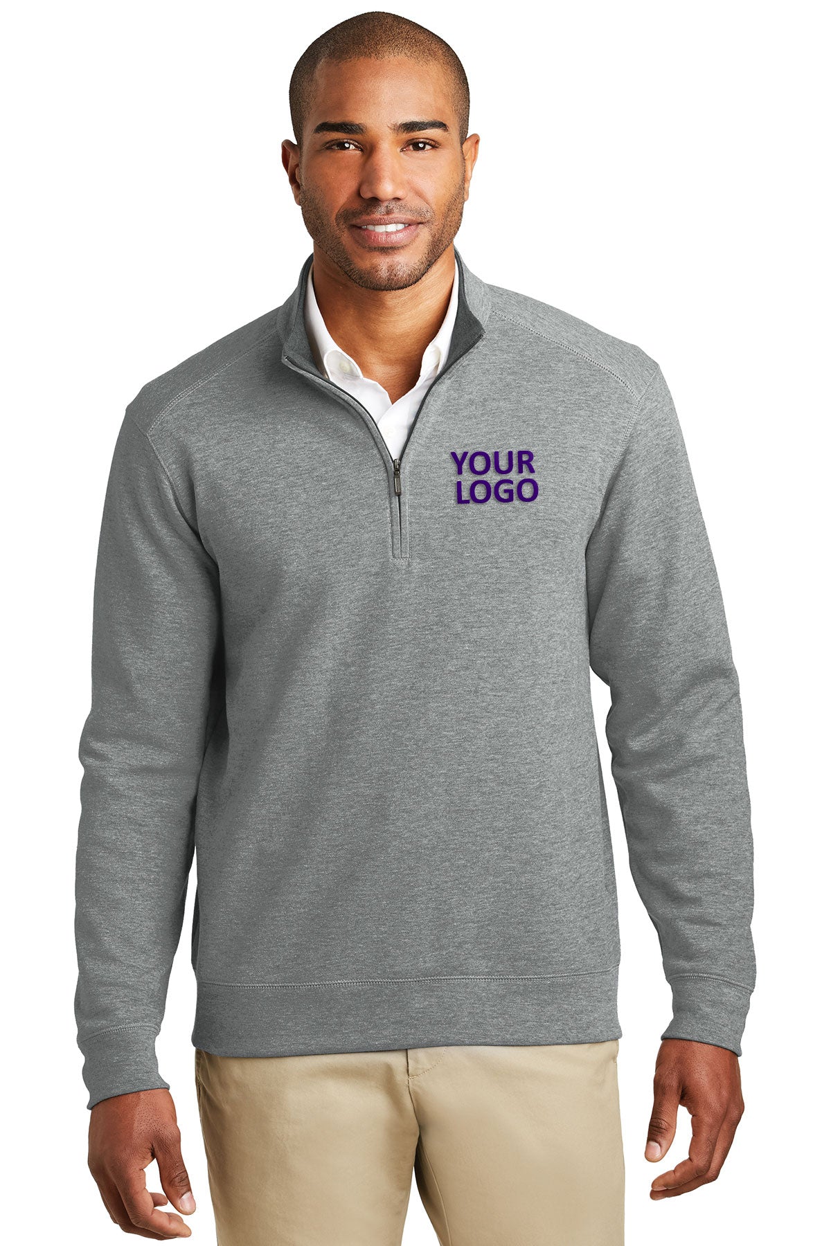 port authority medium heather grey/ charcoal heather k807 custom logo sweatshirts