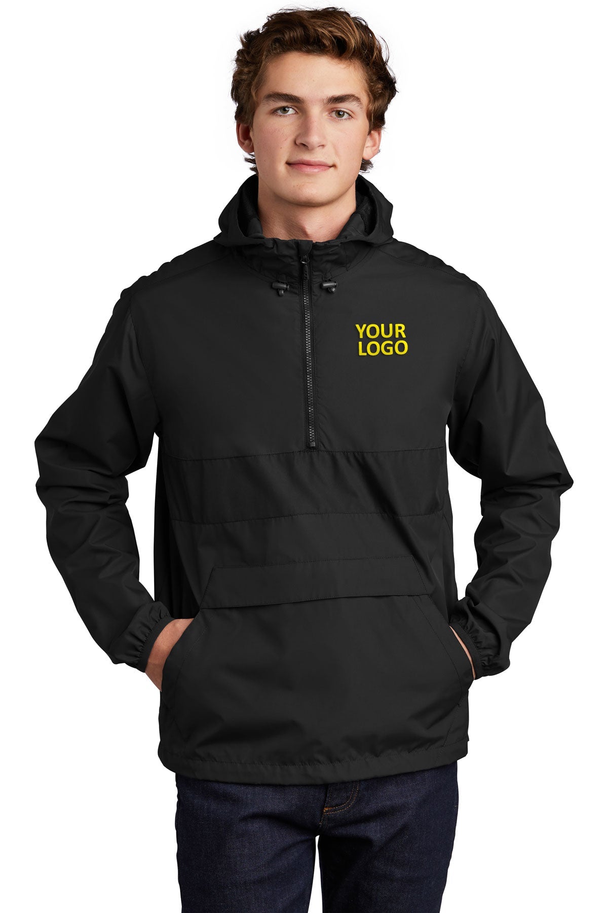 Sport-Tek Black/ Black JST65 jacket company logo