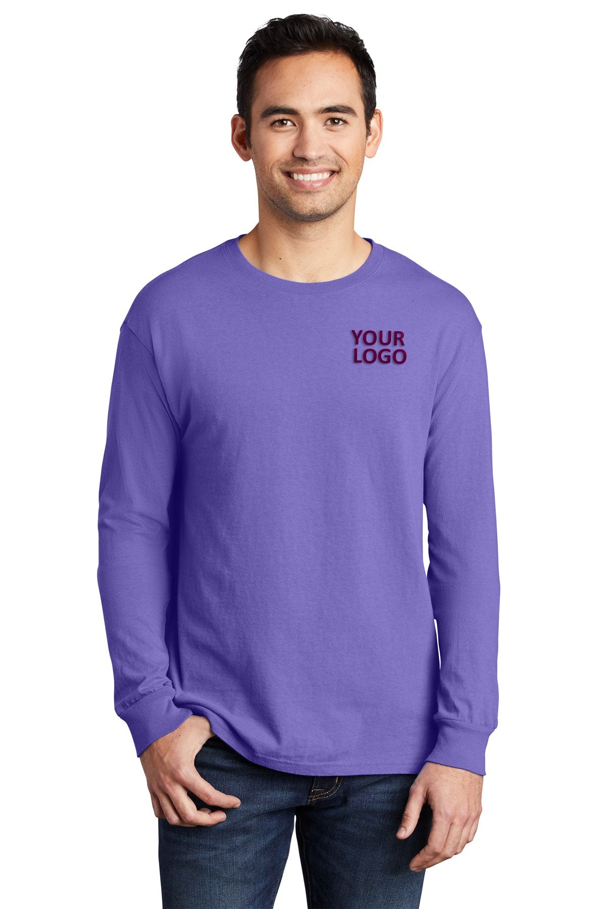 Port & Company Pigment-Dyed Custom Long Sleeve Tee's, Amethyst