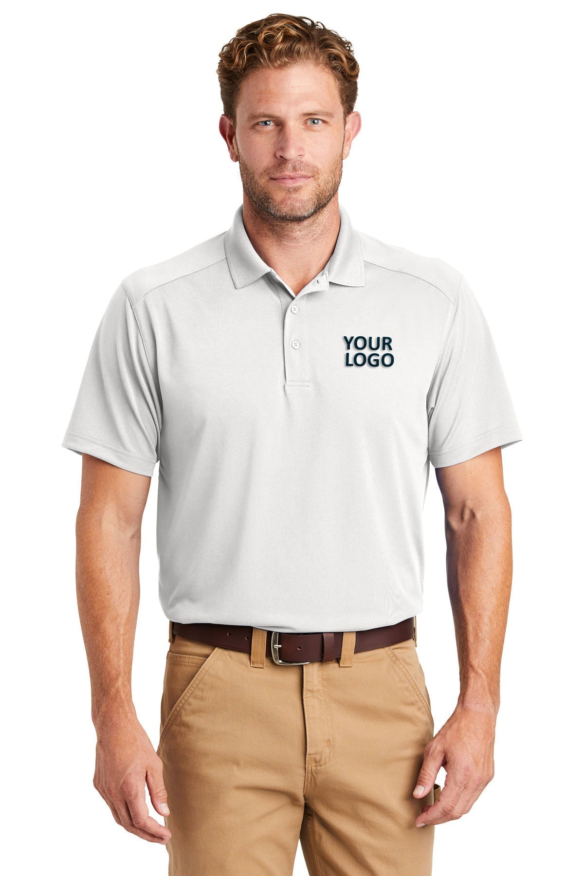CornerStone White CS418 custom polo shirts for business