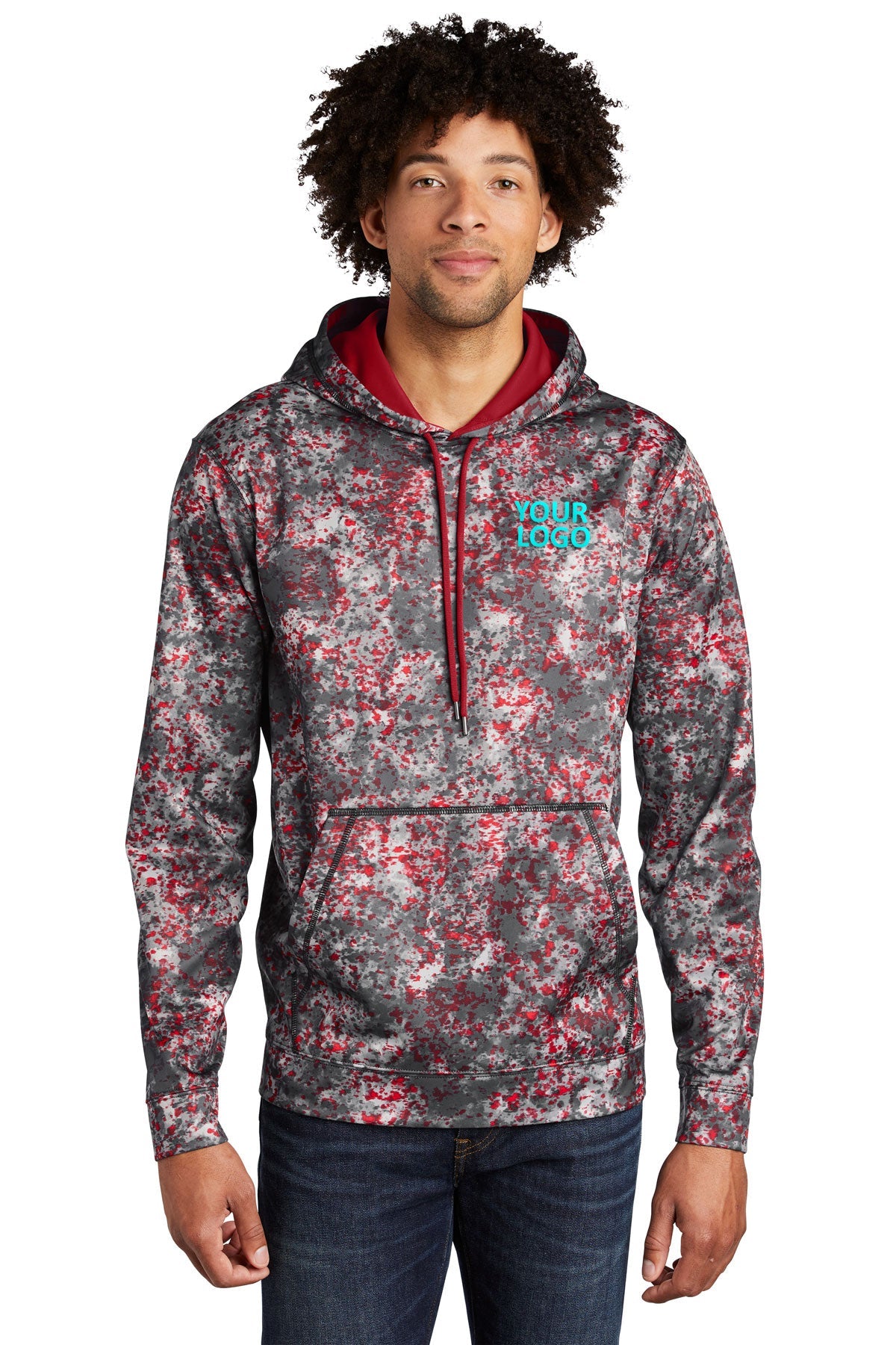 Sport-Tek Deep Red ST230 custom sweatshirts with logo