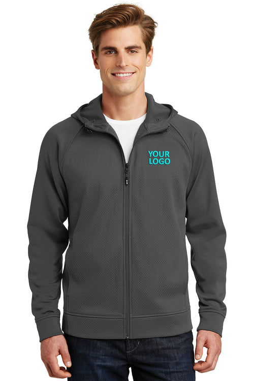 Sport-Tek Ladies Rival Tech Fleece Custom Full-Zip Hooded Jackets, Iron Grey
