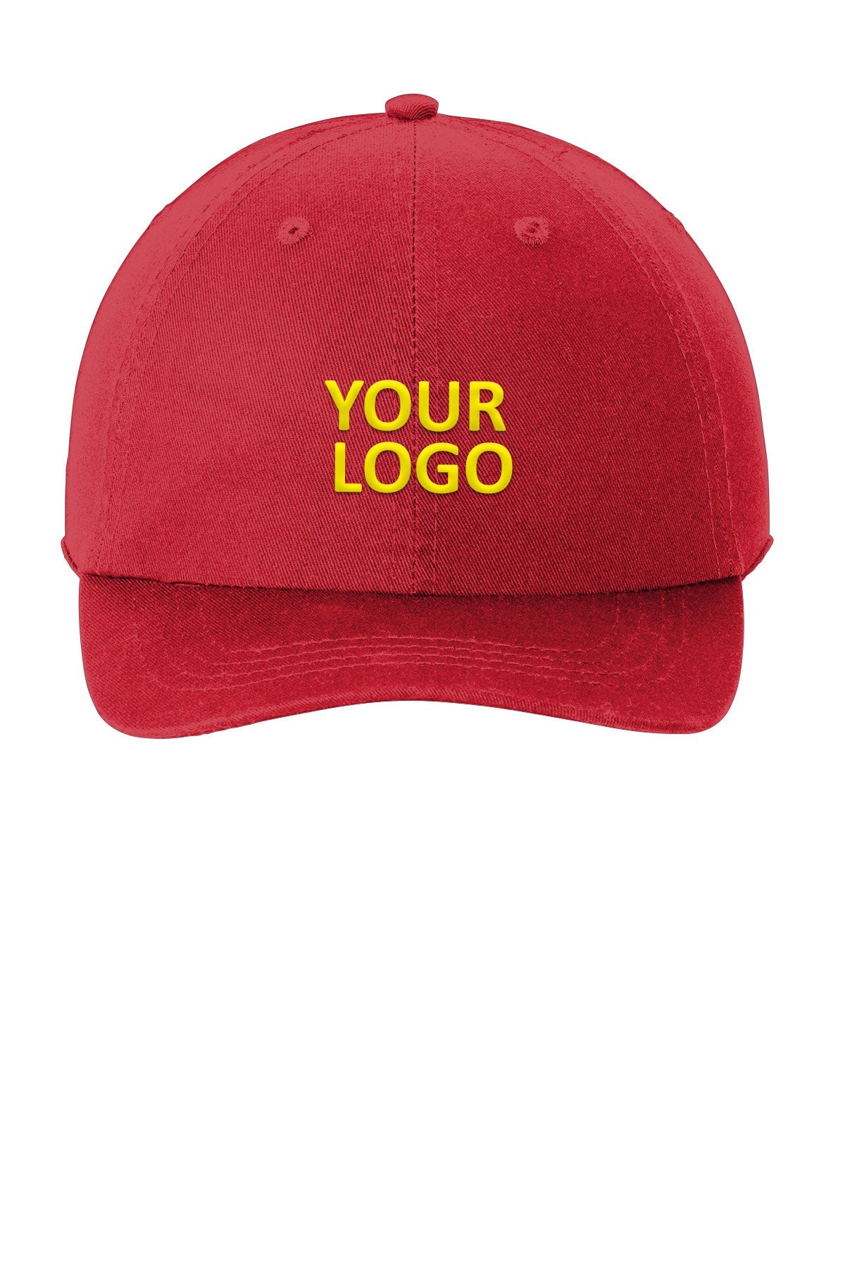 Port Authority Washed Twill Branded Caps, Red