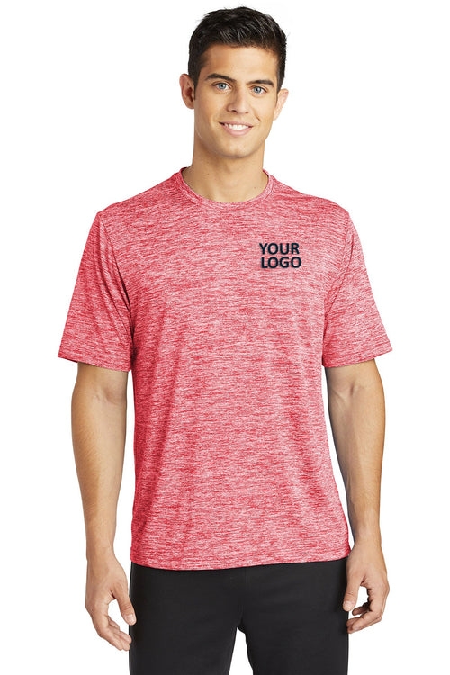 Sport-Tek Ladies PosiCharge Electric Heather Customized Sporty Tee's, Deep Red Electric