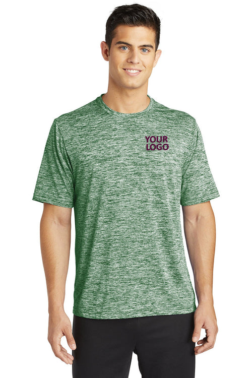 Sport-Tek Ladies PosiCharge Electric Heather Customized Sporty Tee's, Forest Green Electric