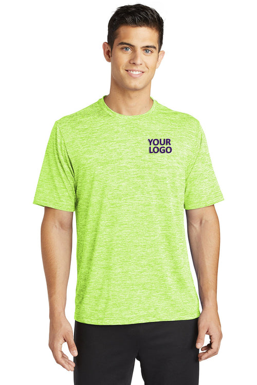 Sport-Tek Ladies PosiCharge Electric Heather Branded Sporty Tee's, Lime Shock Electric