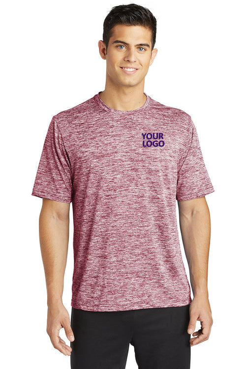 Sport-Tek Ladies PosiCharge Electric Heather Branded Sporty Tee's, Maroon Electric