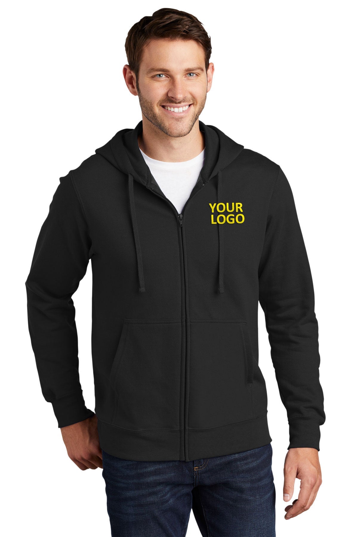 port & company jet black pc850zh custom logo sweatshirts embroidered