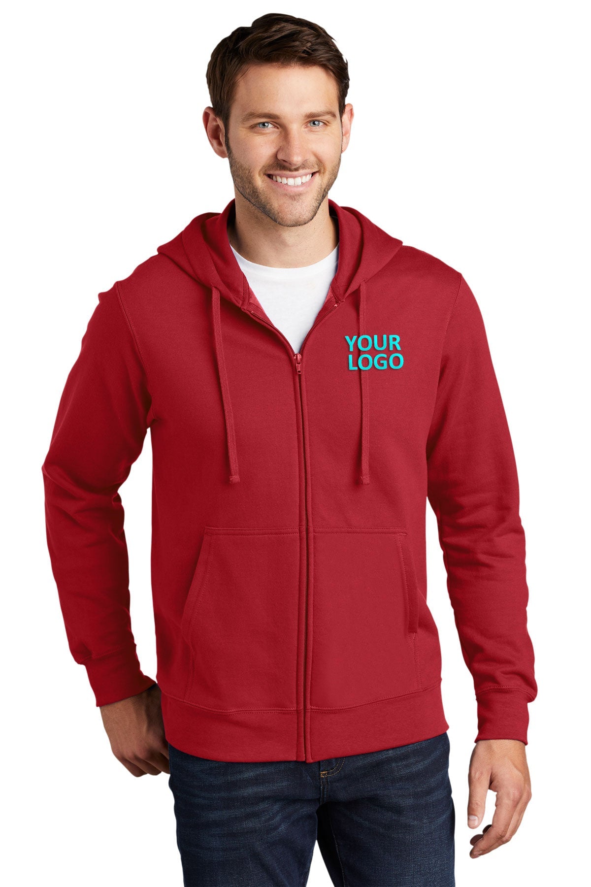 port & company team cardinal pc850zh custom logo sweatshirts