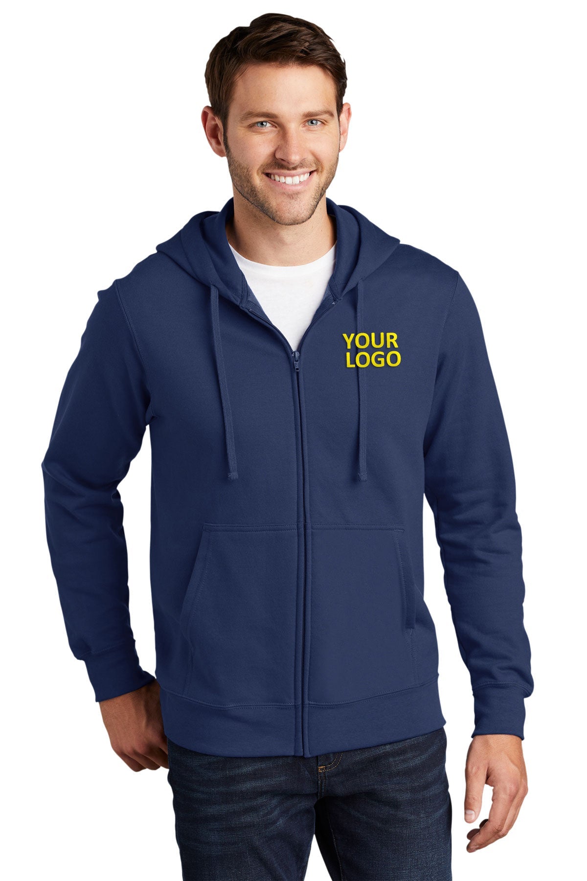 Port & Company Fan Favorite Fleece Branded Zip Hoodies, Team Navy [Skurka Aerospace, Inc.]