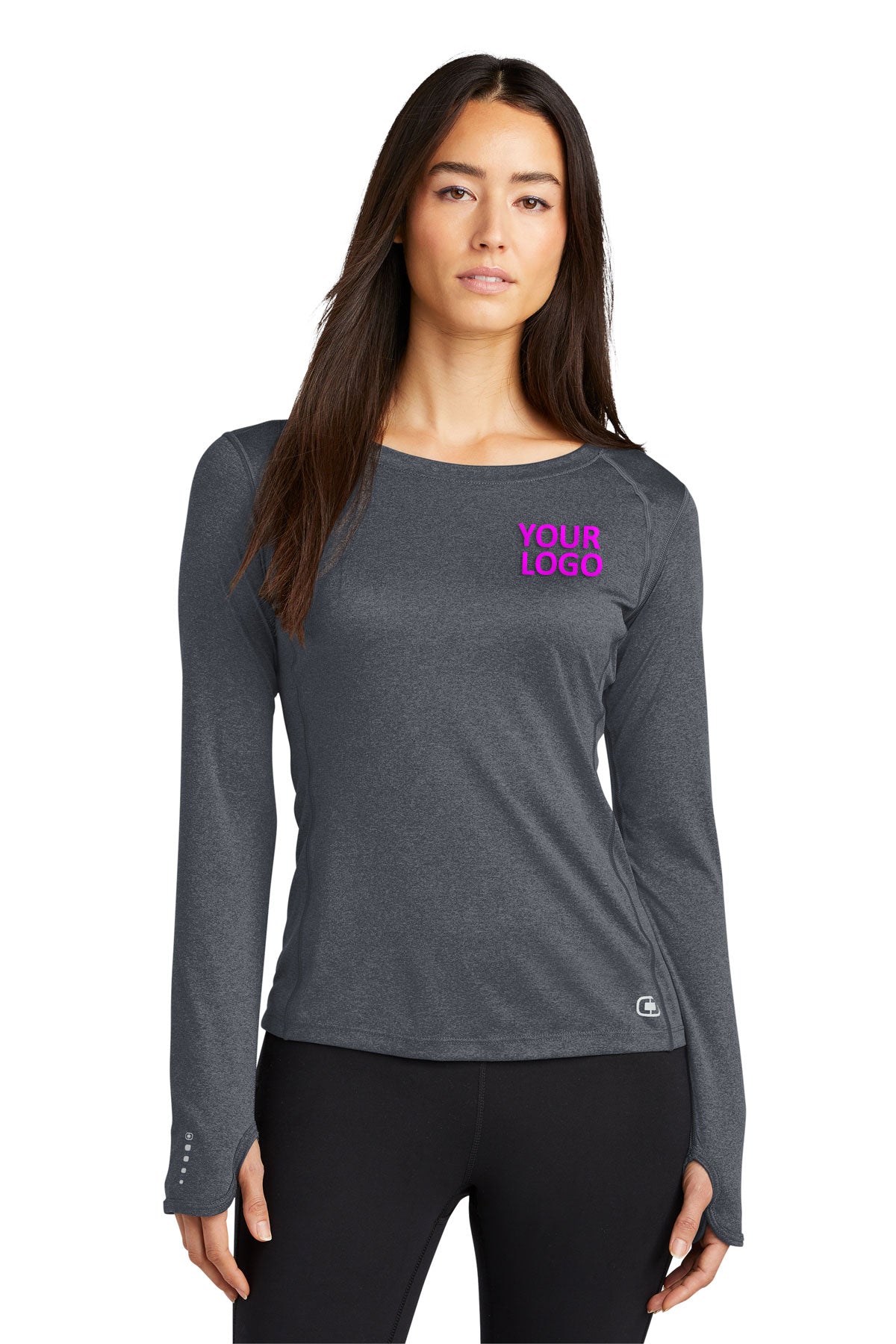 ogio endurance ladies long sleeve pulse crew loe321 gear grey