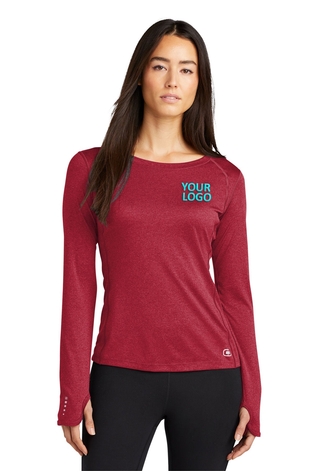 ogio endurance ladies long sleeve pulse crew loe321 ripped red