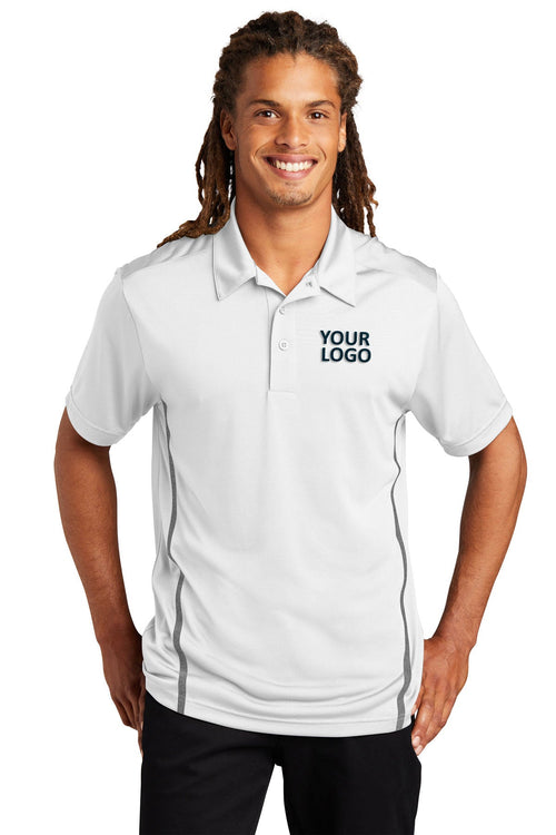 Sport-Tek Ladies Contrast PosiCharge Customized Tough Polos, White/ Heather Grey