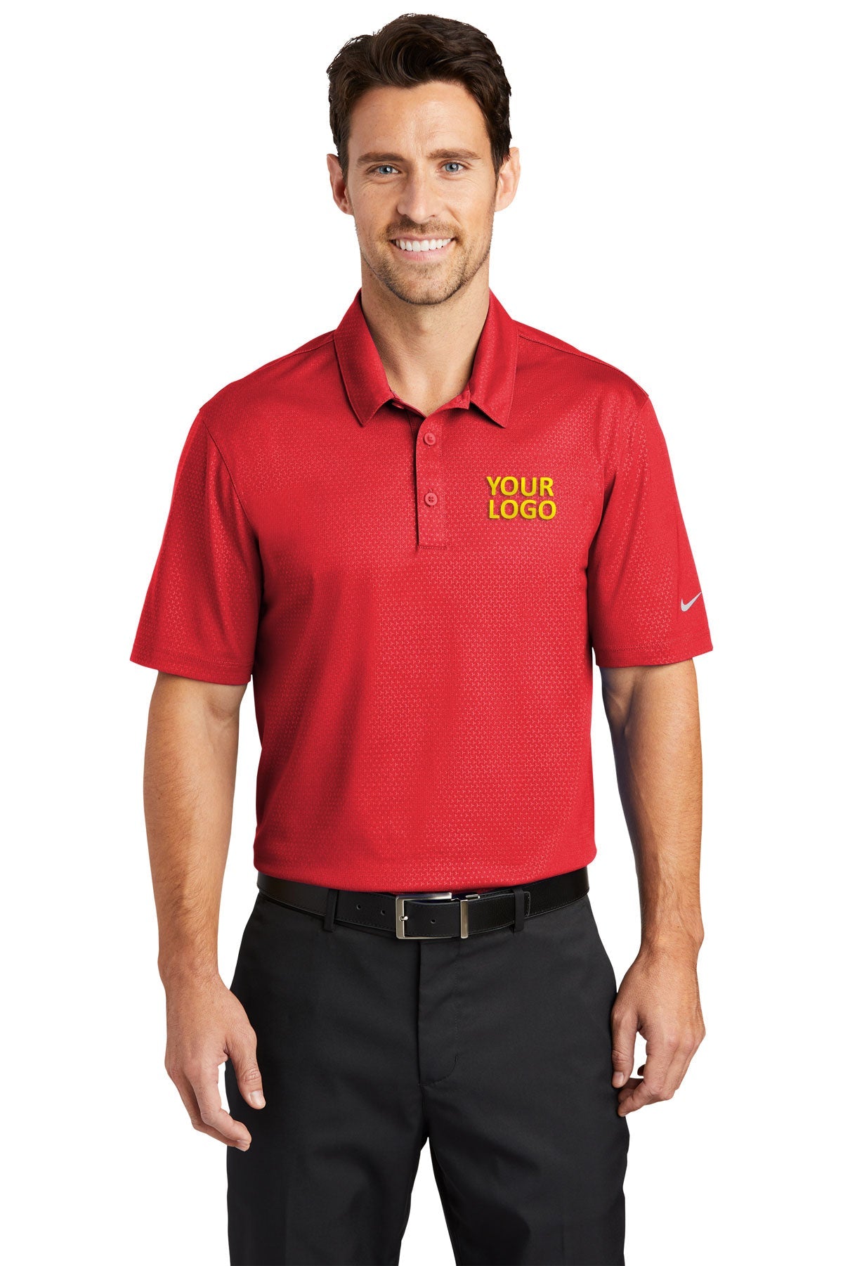 Nike Dri-FIT Embossed Tri-Blade Custom Polos, University Red