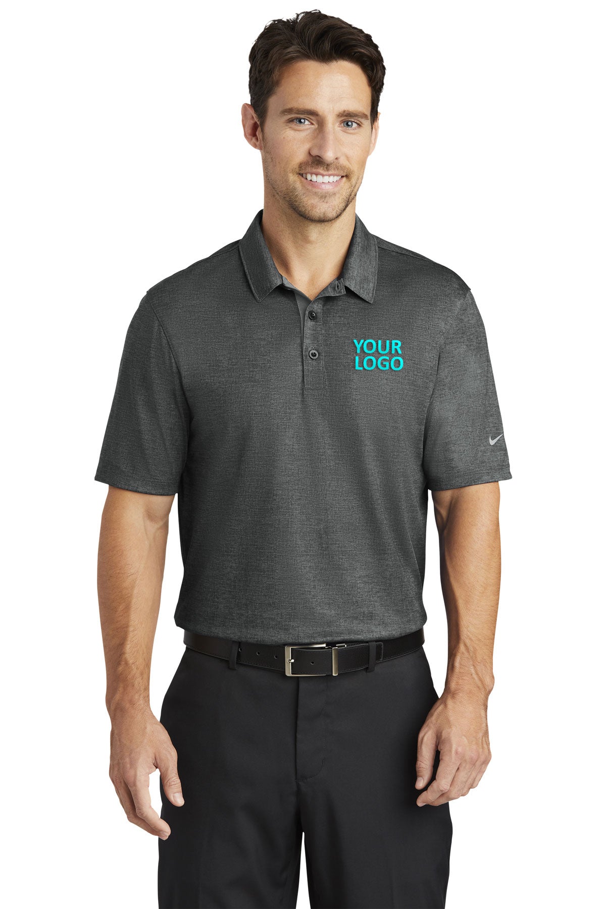 Nike Dri-FIT Crosshatch Customized Polos, Anthracite/ Black